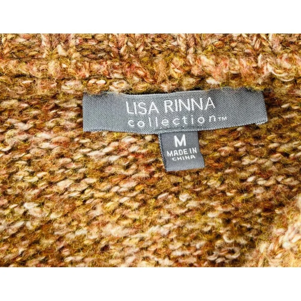 Lisa Rinna Collection Womens M‎ Knit Zipper Cardigan Sweater With Cowl Neck